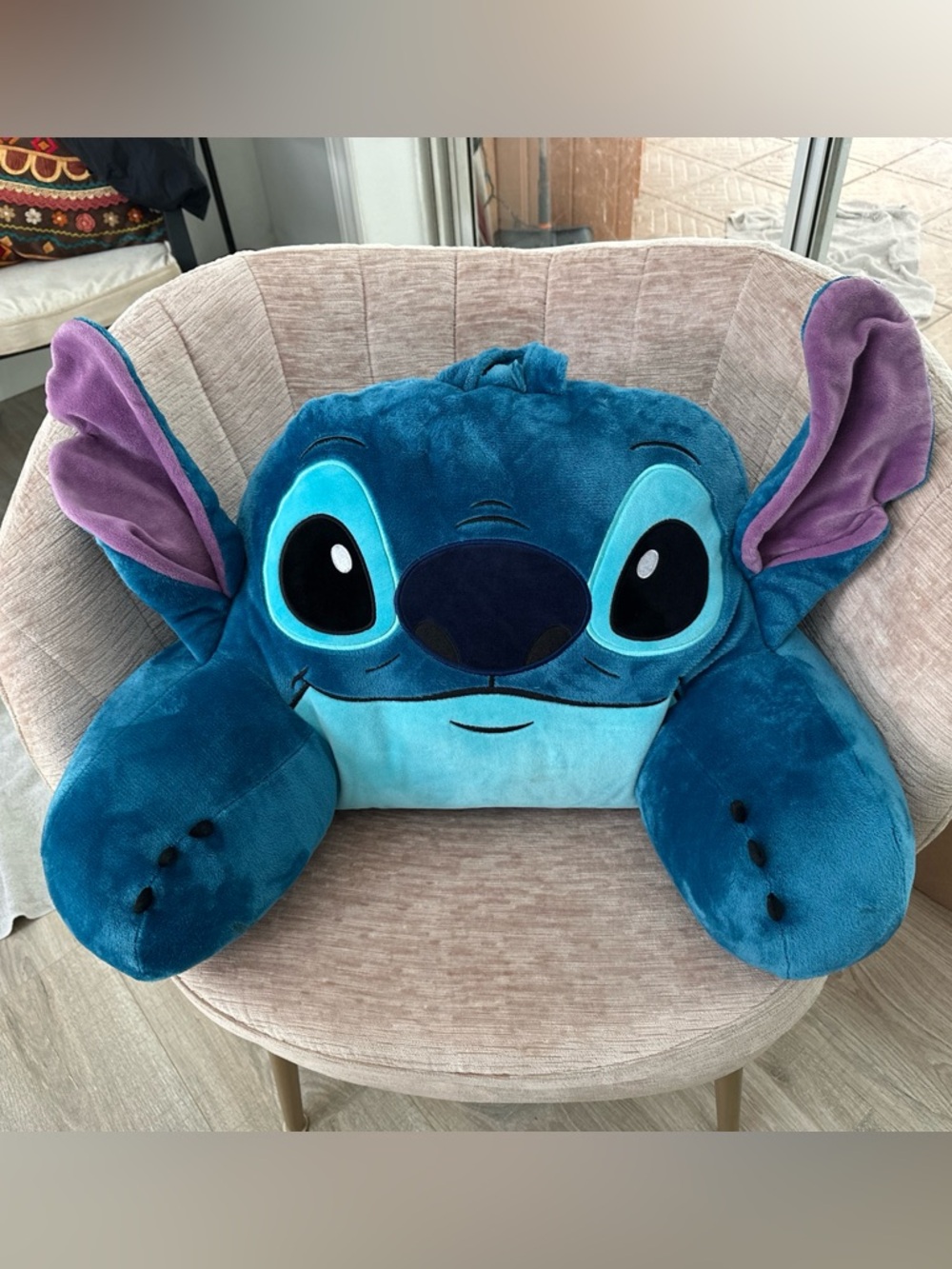 Disney Stitch Backrest Plush Blue Reading Pillow Jumbo Big Ears Kohls Exclusive